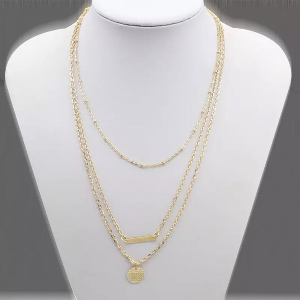 Delicate Gold Bar Layered Necklace - Picture 3 of 6